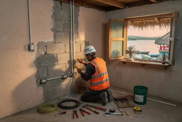 Instalación eléctrica residencial en San José, Petén