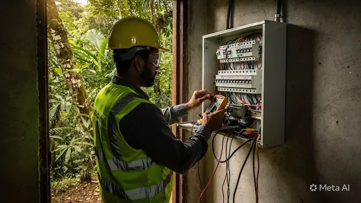 Reparación de fallas eléctricas en Las Cruces, Petén