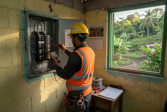 Reparación de fallas eléctricas en San Andrés, Petén