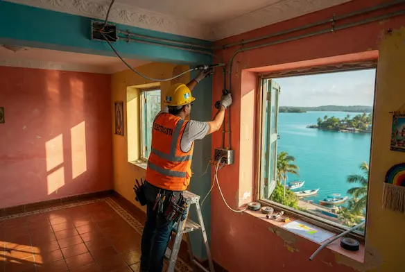 Instalación eléctrica residencial en Flores, Petén